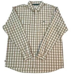 Simms Men’s Big‎ Sky LS Pearl Snap Shirt: Cork Plaid with Oyster logo